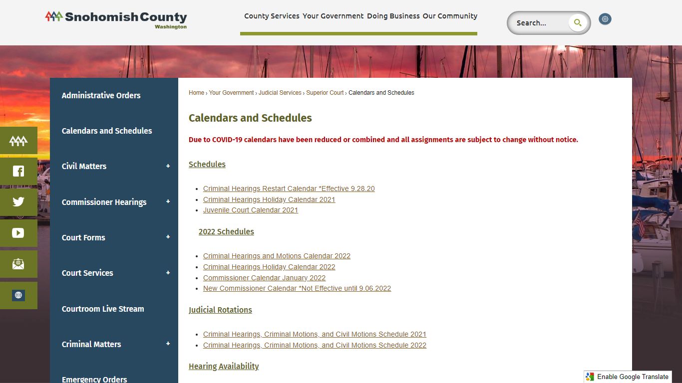 Calendars and Schedules | Snohomish County, WA - Official Website